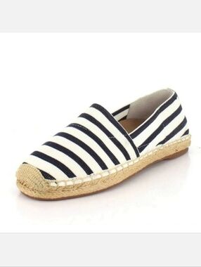Vionic Valeri Espadrille Navy/White Striped Casual Beach Shoes Women's Size 10